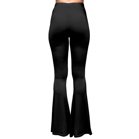 Bell bottom pants and crop cami top in solid black - Picture 7 of 9